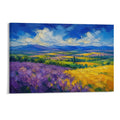 Provence Lavender Field Impressionist Purple Yellow Landscape Textured Framed Canvas Wall Art