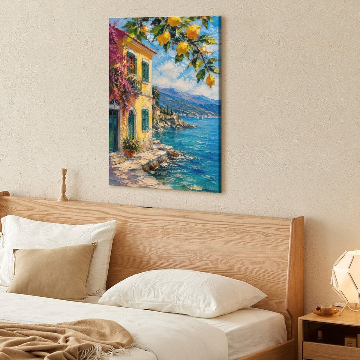 Italian Coastal Villa Lemon Tree Framed Canvas Wall Art | Amalfi Mediterranean Print