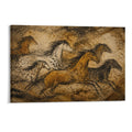 Cave Painting Wild Horses Prehistoric Primitive Equestrian Framed Canvas Wall Art