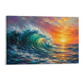 Crashing Ocean Wave Sunset Impressionist Seascape Framed Canvas Wall Art