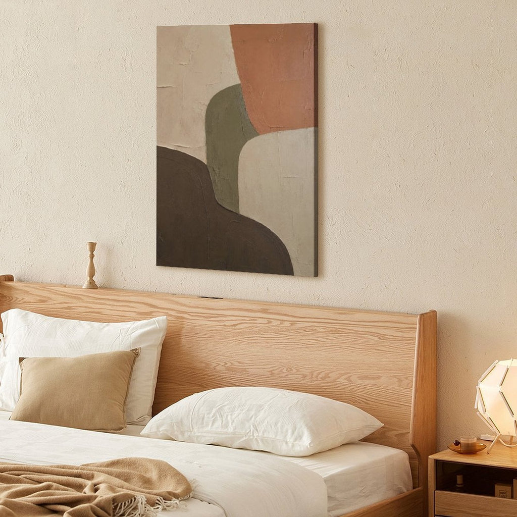 Earth Tone Geometric Abstract Textured Framed Canvas Wall Art | Boho Terracotta Neutral Print