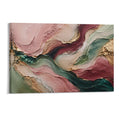 Rose Gold Teal Flowing Wave Textured Abstract Luxury Palette Knife Framed Canvas Wall Art
