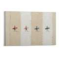 Four Surfers Colorful Boards Minimalist Coastal Beach Stripe Framed Canvas Wall Art