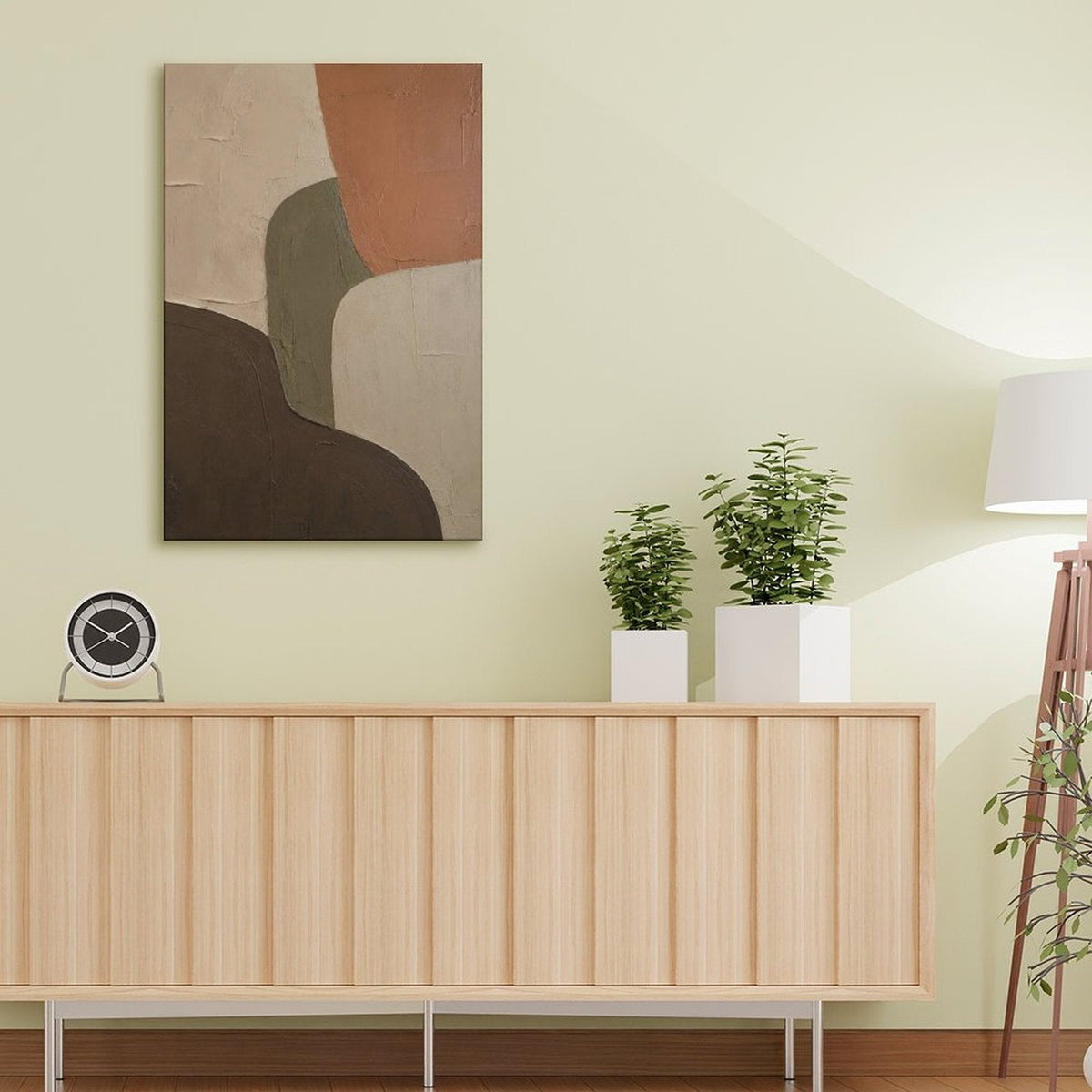 Earth Tone Geometric Abstract Textured Framed Canvas Wall Art | Boho Terracotta Neutral Print