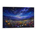 Starry Night Wildflower Meadow Galaxy Sky Colorful Floral Landscape Framed Canvas Wall Art
