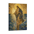 Jesus Walking on Water Klimt-Style Gold Mosaic Religious Framed Canvas Wall Art