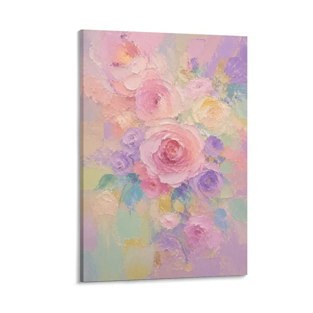 Pastel Rose Peony Bouquet Soft Pink Purple Floral Framed Canvas Wall Art