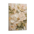 Cream Gold Peony Textured Luxury Floral Relief Framed Canvas Wall Art