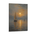 Moonlit Sailboat Misty Sea Old Master Nocturnal Seascape Framed Canvas Wall Art