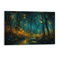 Firefly Enchanted Forest Night Magical Dark Woodland Stream Framed Canvas Wall Art